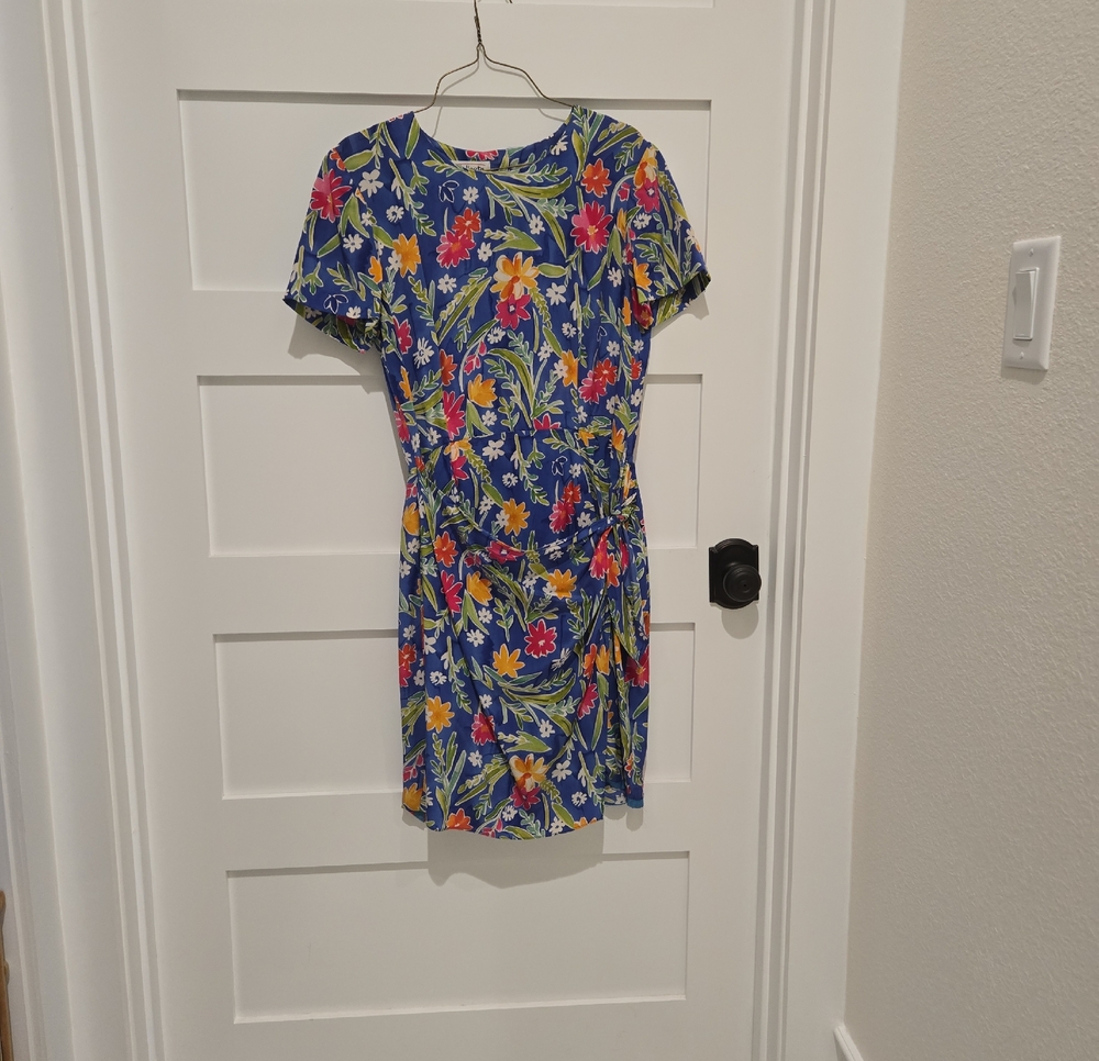 Talbots Royal Blue Floral Short Sleeve Top